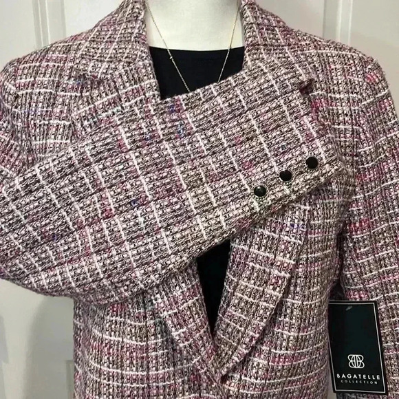 NWT BAGATELLE PLAID TWEED POLYESTER/WOOL LINED BLAZER SIZE MEDIUM - Picture 5 of 12